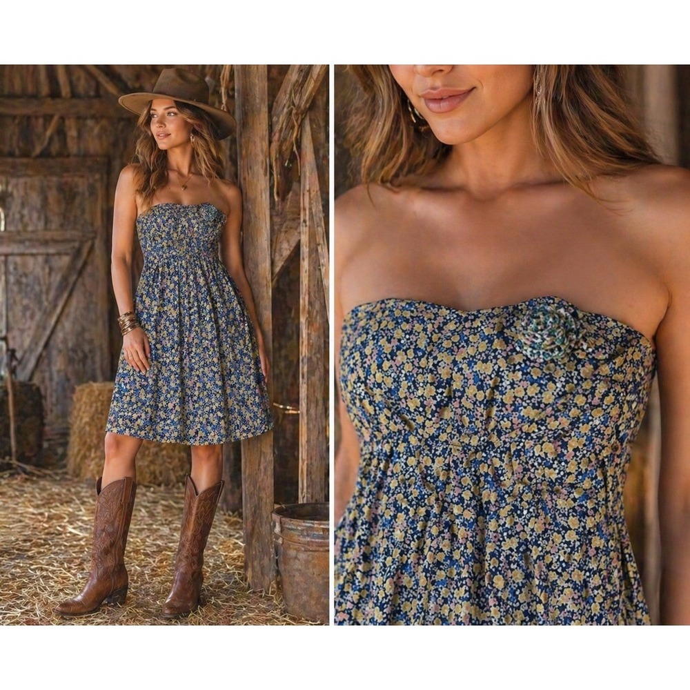 Miss Me MM Couture Strapless Floral Dress Women's Medium NWT Detachable Straps